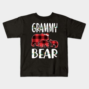 Grammy Bear Red Plaid Christmas Pajama Matching Family Gift Kids T-Shirt